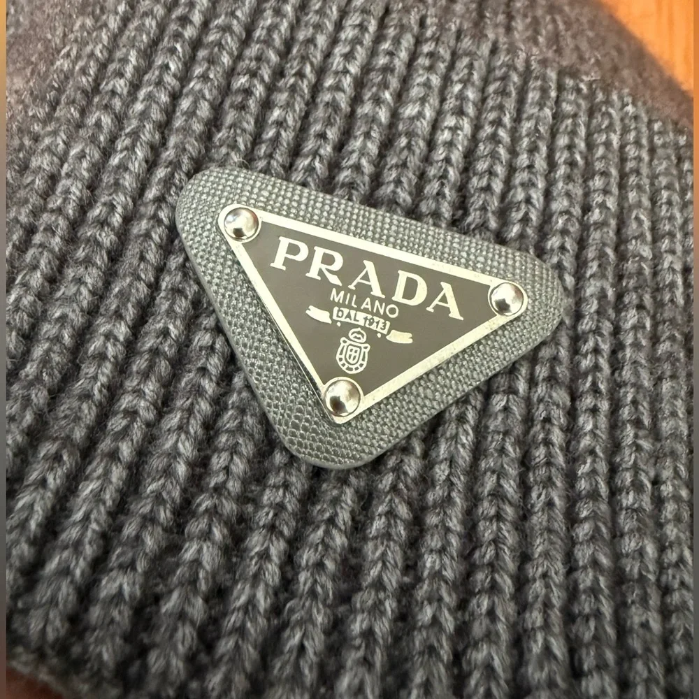 Prada Slate Gray Wool blend beanie. PLS READ DESCRIPTION! - Picture 4 of 5